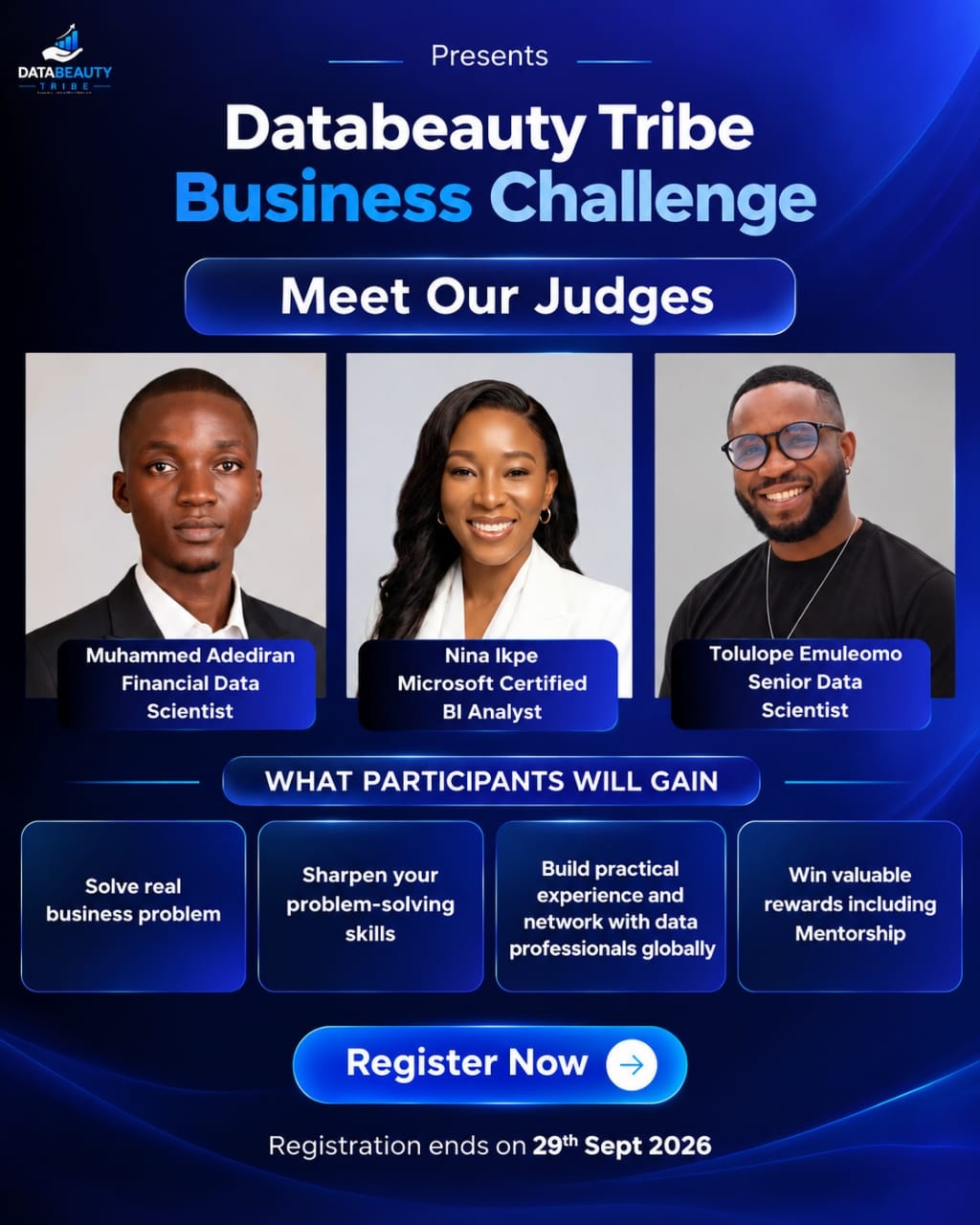 Business Challenge flyer — meet the judges