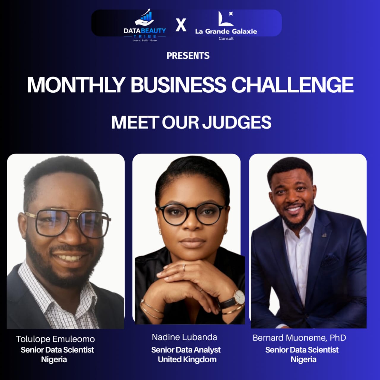 Business Challenge flyer — meet the judges